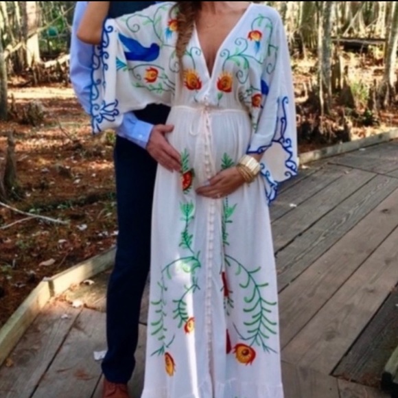 Embroidered Maternity Gown - Picture 4 of 16